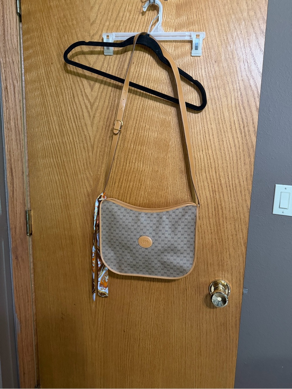 Gucci Monogram Crossbody Bag with Scarf Accent vintage